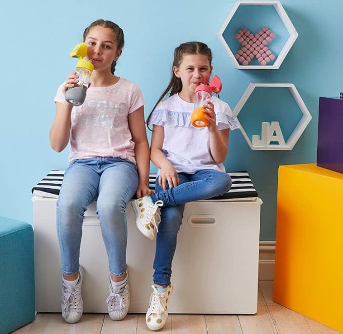 b.box 20oz Tritan Straw Bottle | Large, Modern Water Bottle with Flip Straw for Kids | Spill Proof, BPA Free (Lemon Sherbet, 20 oz)