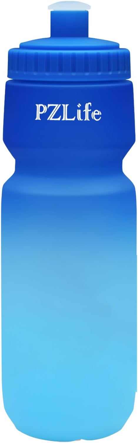 BPA Free Bike Water Bottles, 24 oz Cycling Squeeze Water Bottle - Easy Squeeze, w/Pull Top Lid, Leak Proof Sport Water Bottle with Capacity Scale, for Cycling, Gym