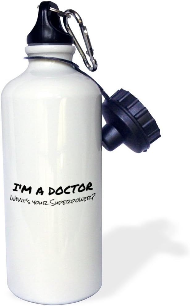 3dRose Im a Doctor-Whats your Superpower-funny medical profession gift Sports Water Bottle, 21 oz, Multicolor