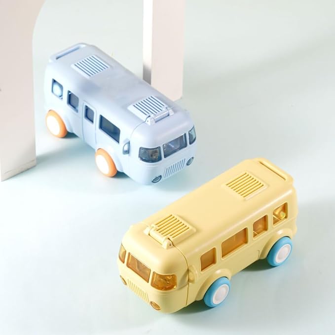Bus Water Bottle Car Straw Water Cup 17oz Portable Bus Shaped Water Bottle with Strap Cute Drinking Jug with Wheels Leakproof for School, 0P030653O111, Yellow