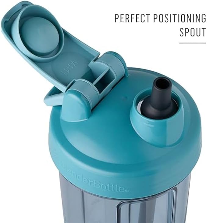 BlenderBottle Strada Sleek 25-Ounce Insulated Stainless Steel Water Bottle and Stay-In-Bottle Reusable Silicone Straws for Shaker Bottles (2 Pack)