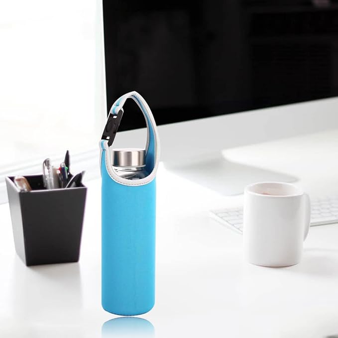 3PCS Water Bottle Carrier with Shoulder Strap 16oz-21oz, Neoprene Sleeve Cup Holder Pouch with Carrying Handle for All Portable Sport Water Bottle -3 Colors