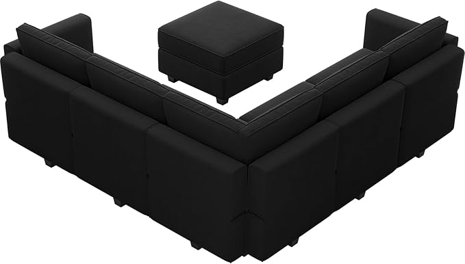 Belffin Modular Sectional Sofa with Storage Seats Velvet L Shaped Corner Couch Convertible Sectional Sofa with Chaise Black