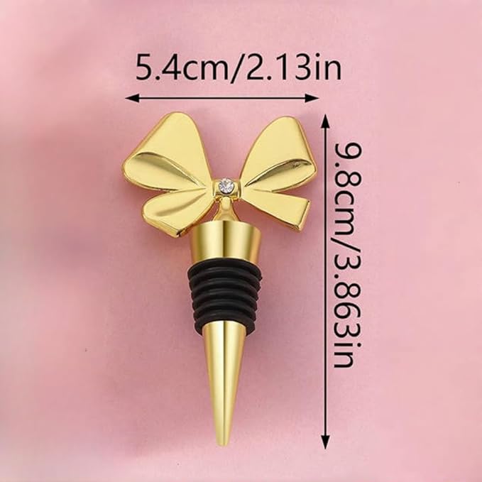 3 Pack Bowknot Wine Bottle Stoppers, Holiday Decor - zinc alloy Decorative Wine Stoppers - Wine Gift for Hostess - Cute Wine and Beverage Corker Bottle Sealers Women's Day gifts