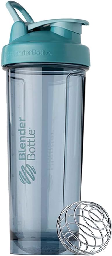 BlenderBottle Shaker Bottles Pro Series Perfect for Protein Shakes and Pre Workout, 32-Ounce, Black and Cerulean Blue
