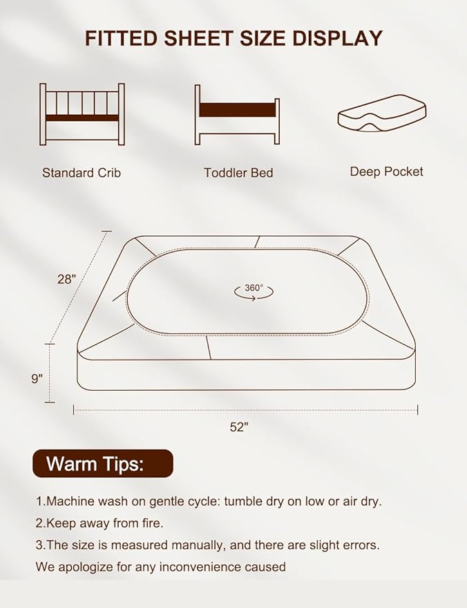 28" x 52" Rust Muslin Crib Sheets, 100% Cotton Baby Crib Sheet Neutral, Fitted Crib Mattress Sheets for Boy, Girl (46C-04)