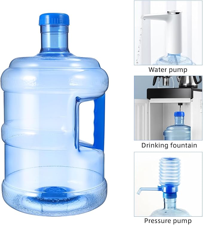 BESTonZON 1.3 Gallon Water Jug Jug 5L Plastic Crown Cap Reusable Water Bottle Container Water Storage Bucket Portable Water Kettle Camping Water Tank with Handle for Emergency