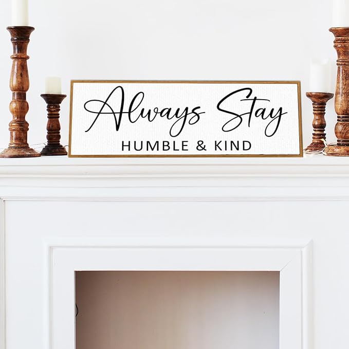 Always Stay Humble & Kind Sign Wall Art Decor Rustic Farmhouse Home Canvas Framed Print for Living Room Entryway Wall Decor,Lets Stay Family Home Rustic Hanging Decoration
