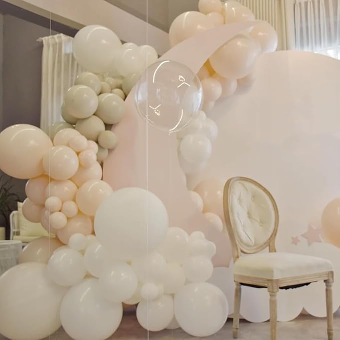 130pcs Ivory White Balloons Different Sizes 18" 12" 10" 5" Party Latex Balloons for Birthday Baby Shower Graduation Wedding Gender Reveal Anniversary Party Decorations