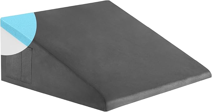Bed Wedge Pillow for Sleeping, 8 Inch Memory Foam Wedge Pillow Post Surgery, Triangle Pillow Wedge, Elevated Support Pillows for Sleeping, Acid Reflux & Snoring - Removable Washable Cover