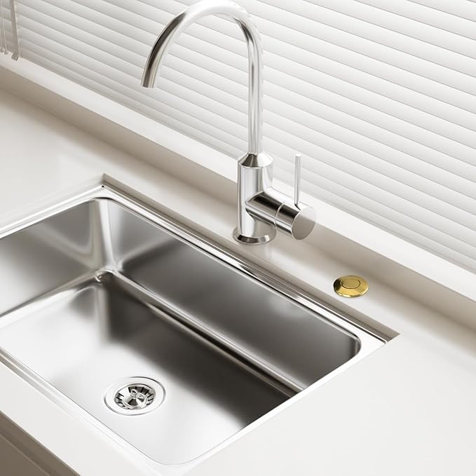 APIELE Garbage Disposal Air Switch Kit, Sink Top Push Button Switch for Food Waste Disposer, UL Listed 3.6" Long On/Off Air Button (Yellow Bronze)