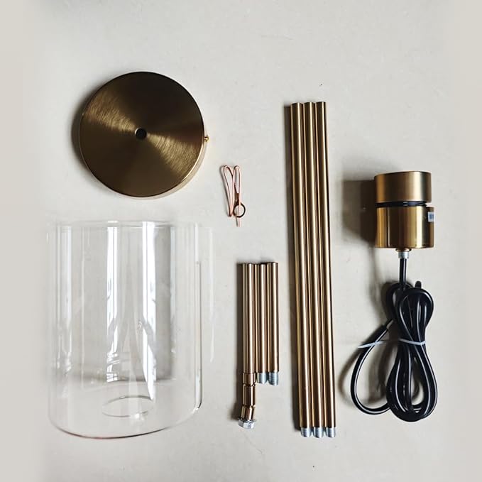 Brass Pendant Lights Kitchen Island,Modern Farmhouse Clear Glass Pendant Light,Gold Light Fixture Kitchen Pendant Mini Hanging Light Fixture for Sink (Brass 2 Pack stem Rod)