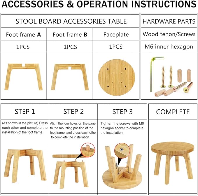 Bamboo Wooden Step Stool - Portable Stool - Foot Stool Bed Steps for High Beds for Adults Holds Up to 350lbs Sturdy Kids Step Stools for Kitchen Bathroom Bedroom Toilet (Large Round)