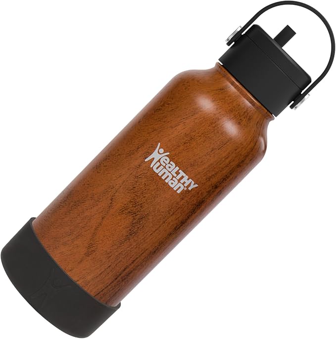 32oz Healthy Human Bottle Bundle with Insulated Bottle, Straw Lid & Bumper Boot - 32oz Harvest Maple Wood