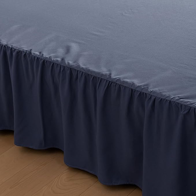 Bed Skirt Full Size Ruffled Bed Skirts with Split Corners, 14 Inch Drop Dust Ruffle Bed Skirt with Platform,Blue
