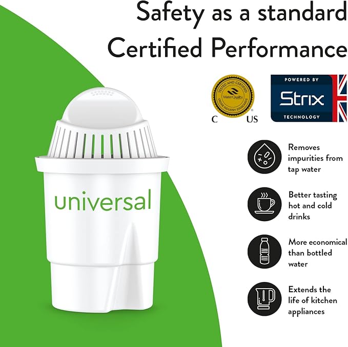 Aqua Optima Daisy Jug Water Filter Pitcher with 3 Universal Filters (White)