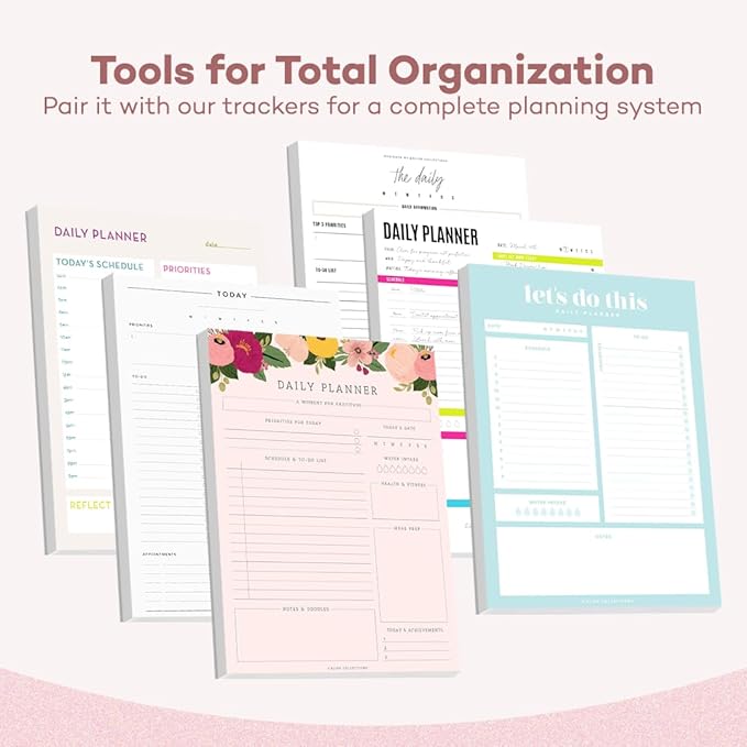Bliss Collections Daily Planning Pad, To Do List Notebook - Undated Tear-Off Sheets Notepad - Work Calendar, Organizer, Scheduler for Goals, Tasks - Daily Planner (Bright), 8.5" x 11", 50 Sheets