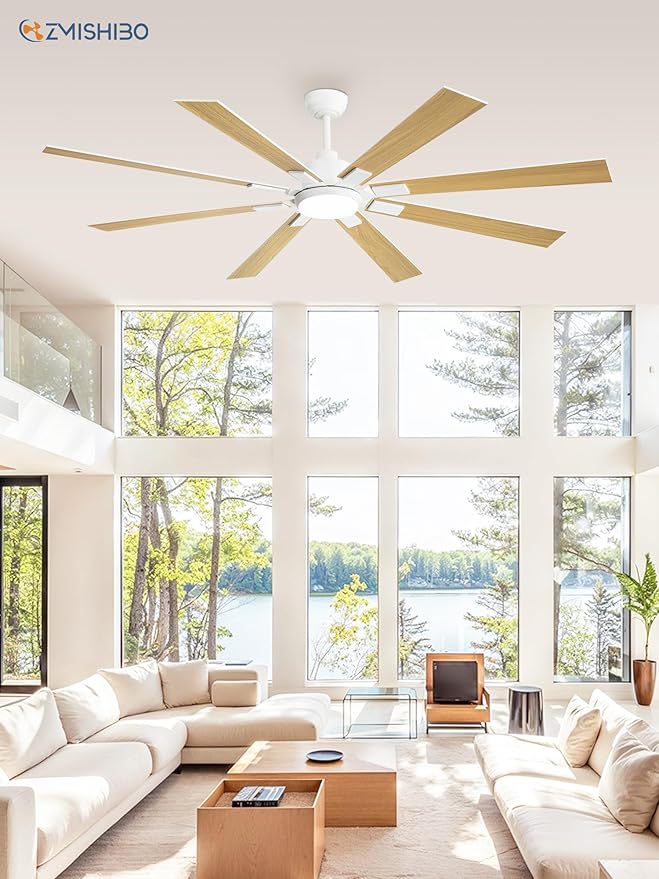 72 inch White Ceiling Fans with Lights and Remote, Indoor/Outdoor Ceiling Fan for Patio Living Room, 6 Speed Reversible Quiet DC Motor, 3 CCT, Dual Finish Blades