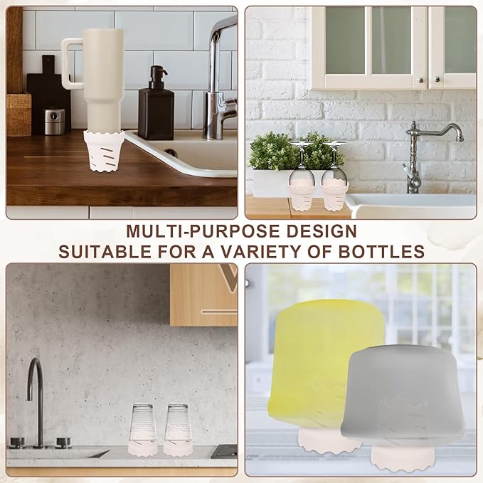 2pcs Drying Rack for Water Bottles, BPA Free Silicone Drying Rack for 15oz-100oz Bottles and Tumblers, Stackable Bottle Drying Holder Rack for HydroFlask, Yeti, Simple Modern, Camelbak(White)