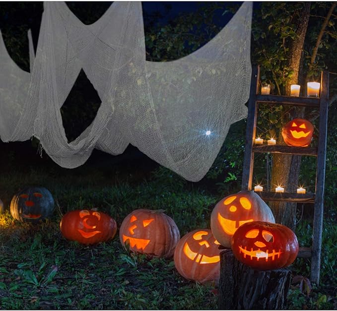 Biubee 5Pcs Halloween White Creepy Cloth- Spooky Gauze Fabric Cloth for Haunted Horror House Halloween Party Doorway Outdoors Decoration (30" ×72")