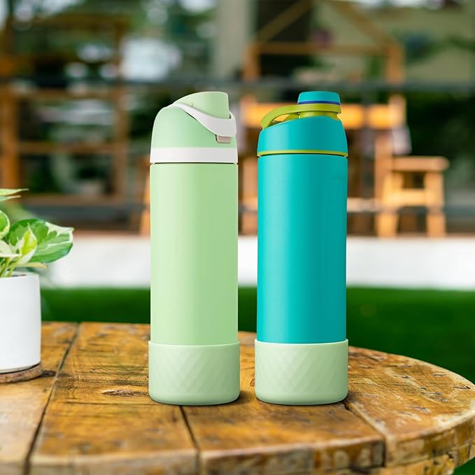2PCS Silicone Water Bottle Boot for Owala 24oz 32oz 40oz, Anti-Slip Protective Sleeve Bottom Bumper Protector for FreeSip, Twist, and Flip Stainless Steel Water Bottles