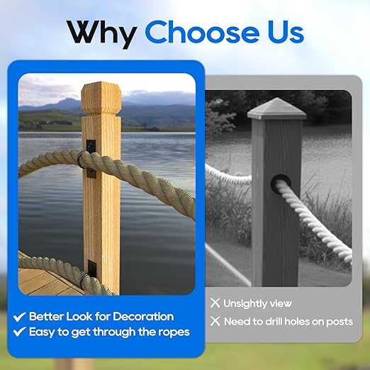 10Pack 2inch Rope Support Holder Drop Ring Brackets Stainless Steel Decorative for Hemp Rope Fencing Stair Deck Railing Ceiling Hook