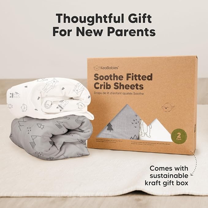 2-Pack Organic Crib Sheets for Boys, Girls - Jersey Fitted Crib Sheet, Baby Crib Sheets Neutral, Crib Mattress Sheet, Cotton Crib Sheets, Breathable Crib Sheet, Baby Mattress Sheets (Hazy Blue)