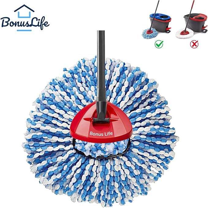 BonusLife 8-Pack Mop Head for O-Ceda RinseClean Spin Mop Refill 2-Tank System Only Easy Cleaning Microfiber Replacement