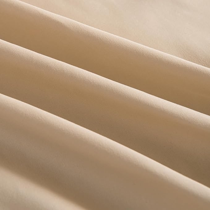 Bed Skirt, Full Size Ruffled Bed Skirt with Split Corners, 16 Inch Drop Dust Ruffle Bed Skirt with Platform, Full -16 Inch, Light Camel