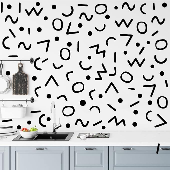 Black Line Wall Decals Vinyl Lines Wall Decals Peel and Stick Wall Stickers Vintage Abstract Geometric Wall Decals Modern Wall Stickers for Bedroom Living Room Decor
