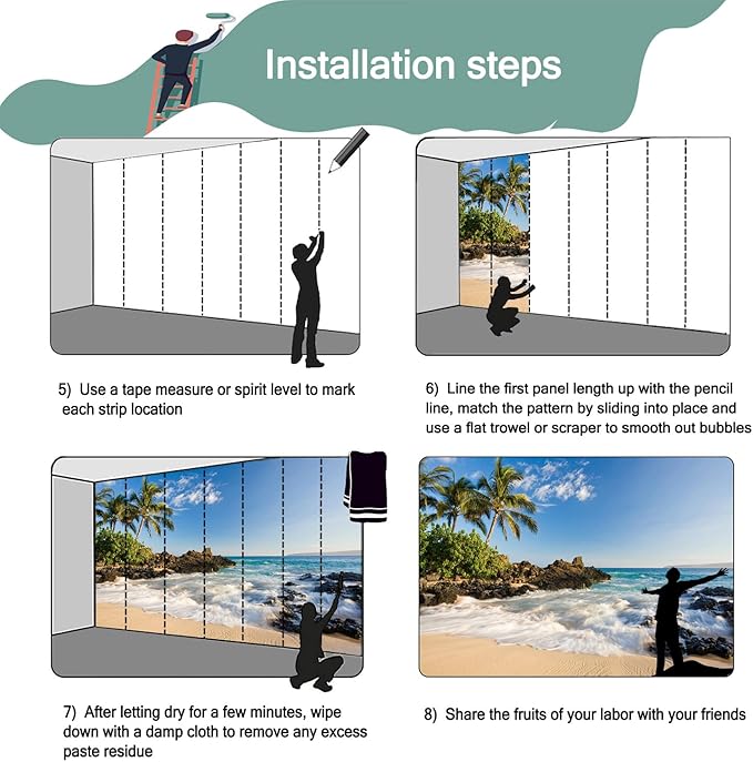 Beach Coconut Tree Natural Scenery Landscape Wallpaper for Bedroom (Not Peel and Stick)