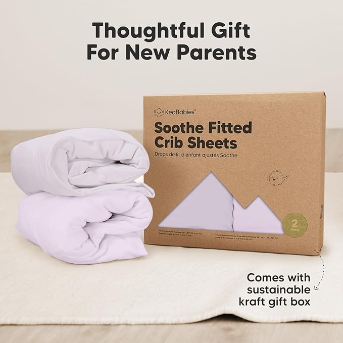 2-Pack Organic Crib Sheets for Boys, Girls - Jersey Fitted Crib Sheet, Baby Crib Sheets Neutral, Crib Mattress Sheet, Cotton Crib Sheets, Breathable Crib Sheet, Baby Mattress Sheets (Thistle)