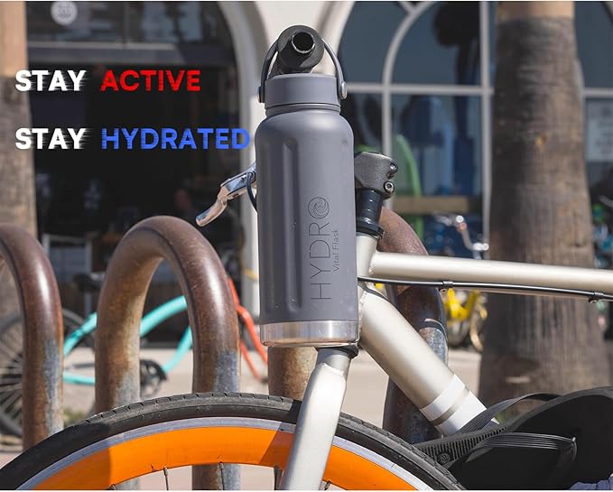 32 oz Insulated Water Bottles with Handle, Stainless Steel Water Bottle, Leak Proof Metal Water Bottle, Resuable Thermos BPA Free Flask, Gray 25oz | 32oz