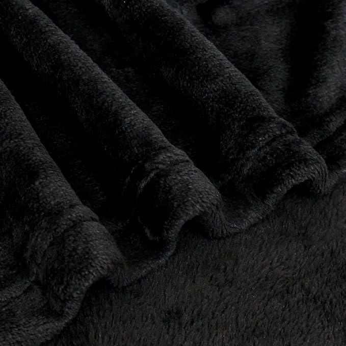 Bnuitland Travel Blanket and Pillow 2 in 1, Soft Flannel Airplane Blanket in Bag Compact-Long Flight Essential for Adults and Kids, Portable Luggage Sleeve and Backpack Clip, 65×40 inch Black