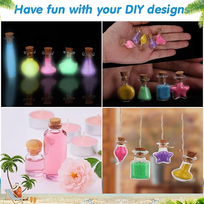 140 Pcs Mini Glass Bottles with Cork Stoppers Tiny Wishing Potion Bottles, 14 Shapes, Small Spell Apothecary Jar Vials Witchcraft Drifting Jar for Wedding Halloween Party Arts DIY Crafts