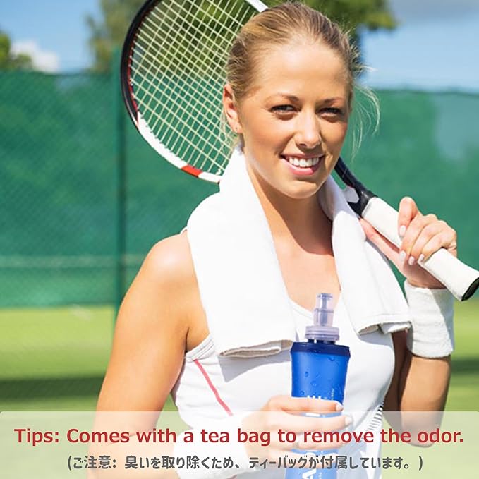 Azarxis Soft Flask Collapsible Water Bottle Running Soft Gel Flask Reservoir Handheld Folding TPU 250 500ml for Hydration Pack Hiking Cycling Climbing (250ml/8.45oz - 2 Pack)