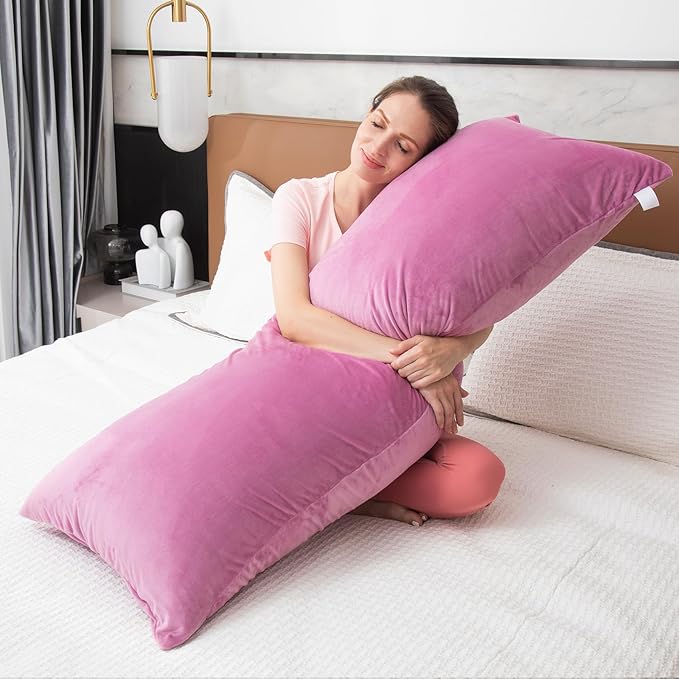 Body Pillow Cover, 20x54 Inches Body Pillow Case Cover with Zipper, Soft Fuzzy Velvet Long Pillow Pillowcase, Purple
