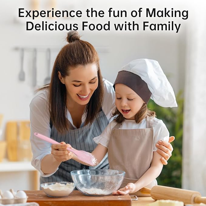 Barsone 5-Piece Silicone Spatula Set( Heat Resistant 446°F Food Grade BPA Free, Nonstick Cookware Safe Dishwasher Safe Kitchen Tools for Baking, Cooking, Stirring, Pink)