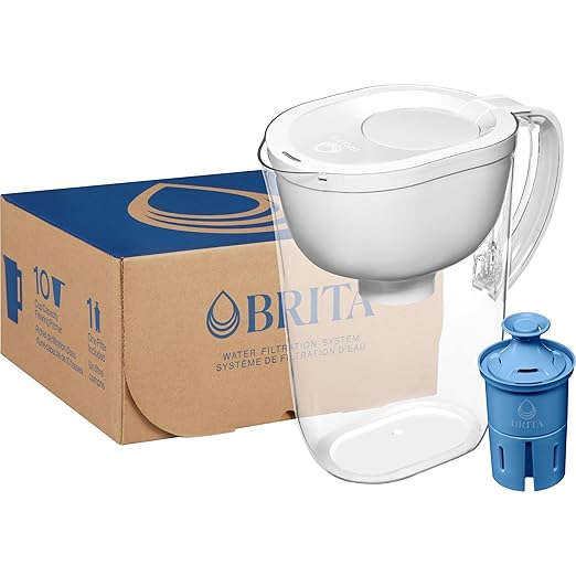Brita Everyday Elite Water Filter Pitcher with SmartLight Filter Change Indicator, BPA-Free, Reduces 99% of Lead, Lasts Six Months, Includes 1 Filter, Large - 10-Cup, White