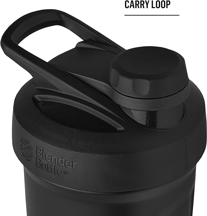 BlenderBottle Strada Twist Cap Shaker Cup Insulated Stainless Steel Water Bottle with Wire Whisk, 24-Ounce, Plum