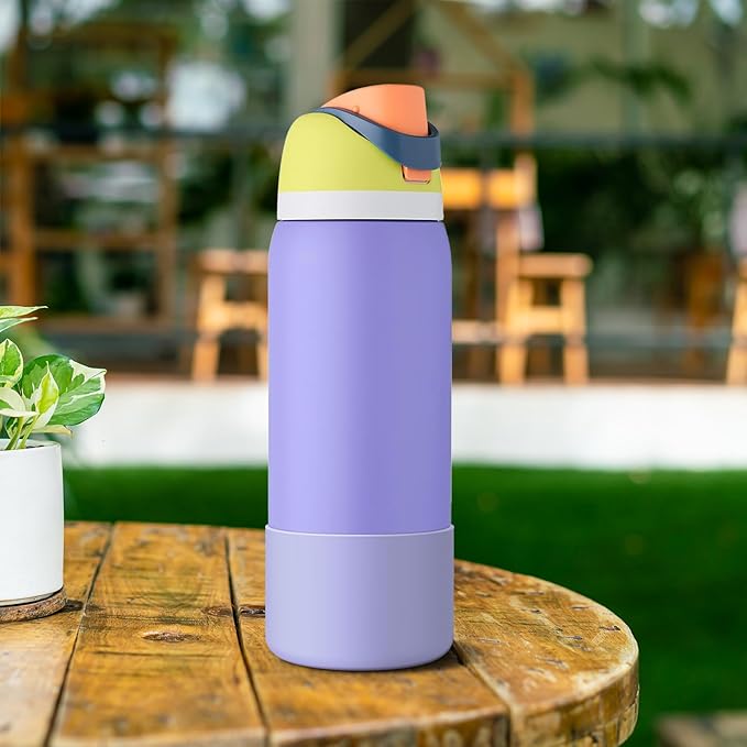 2PCS Silicone Water Bottle Boot for Owala 24oz 32oz 40oz, Anti-Slip Protective Sleeve Bottom Bumper Protector for FreeSip, Twist, and Flip Stainless Steel Water Bottles