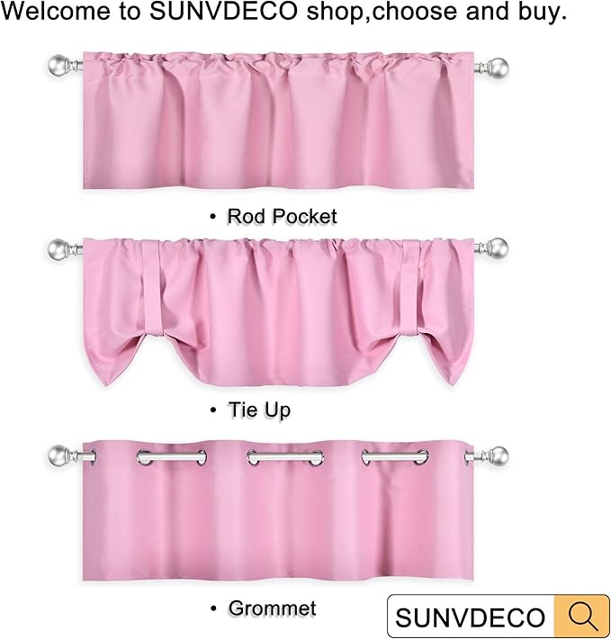 Brush Pink Valance for Girls Bedroom Blackout Grommet Top Valance Window Treatment for Living Room Short Straight Drape Valance for Nursery Baby Girls Room 52X18 1 Panel