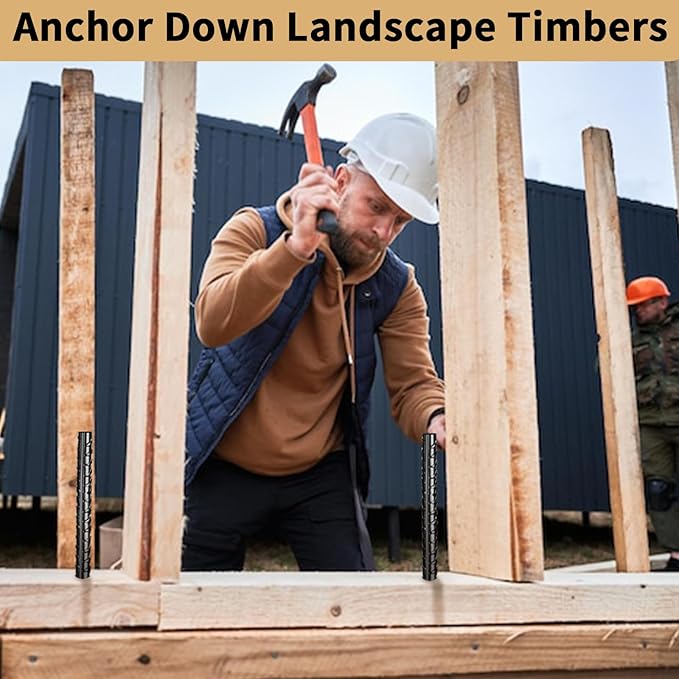 16 inches Rebar Stakes 18-Pack Heavy Duty Ground Stakes Rebar Spikes Garden Stakes Metal Steel Stake for Concrete and Timber Straight Black