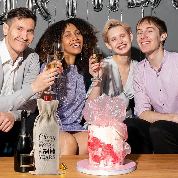 50th Birthday Decorations for Her Women Him, 50th Birthday Gifts for Her Wine Bag, 50 Years Old Birthday Wine Gifts Bag, Fifty Birthday Gifts for Women Her Sister Friends Wine Gift Bag