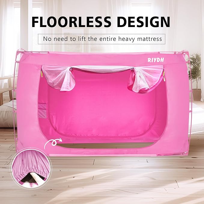 Bed Tent Bed Canopy Twin Size Tents for Adult and Kids- Portable Dream Tent Indoor Sleeping Tents 70% Blackout with 3 Doors Breathable Big Space Tents