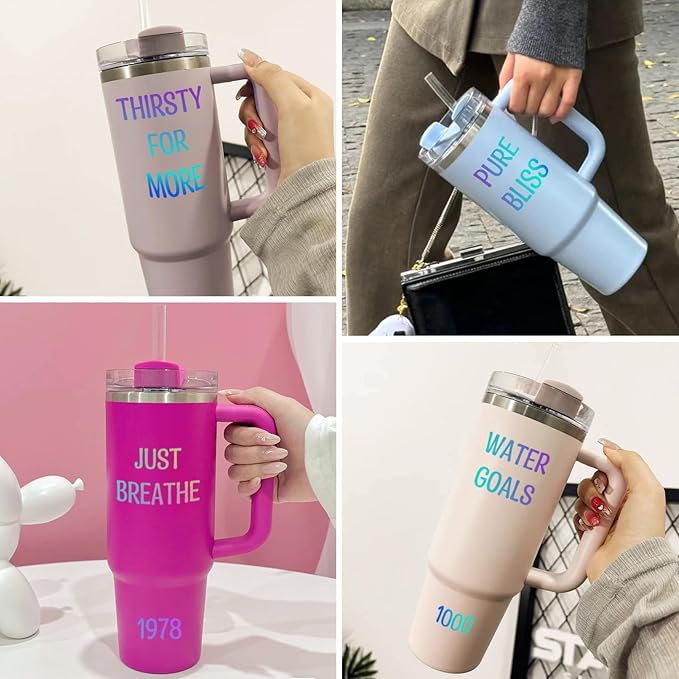 6 Pack Shiny Alphabet Stickers for Stanley Cups, Waterproof Colorful Self Alphabet Letters Sign Decor for Tumbler Water Bottle Desk Laptop Bag Classroom Gifts