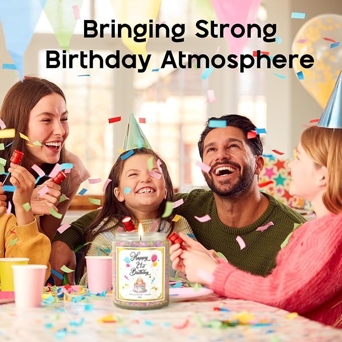21st Birthday Candles Gifts for Women- 9 oz Happy Birthday Candle with Vanilla Birthday Cake Scent, Gifts for Women & Men, Friendship Ideas