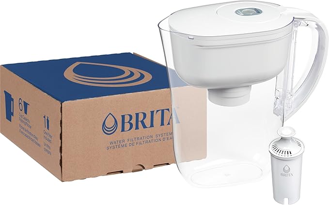 Brita Metro Water Filter Pitcher with SmartLight Filter Change Indicator, BPA-Free, Replaces 1,800 Plastic Water Bottles a Year, Lasts Two Months, Includes 1 Filter, Small - 6-Cup Capacity, White