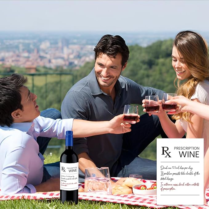 24Pcs Pharmacist RX Wine Labels, Humor Pharmacist Retirement Appreciation Birthday Graduation Gifts for Women Men, Funny Pharmacy Technician Gift Wine Bottle Stickers Labels