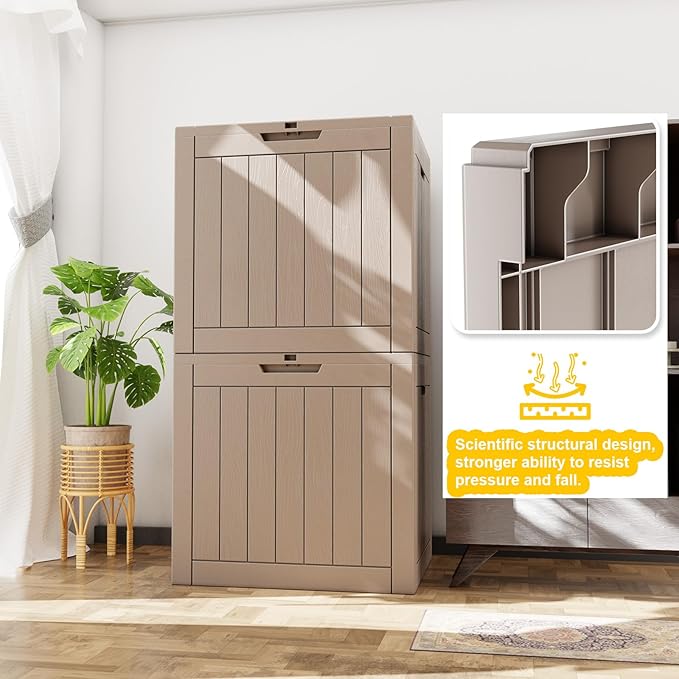 37 Gallon Deck Box Large Outdoor Storage for Patio Furniture,Outdoor Cushions,Garden Tools and Pool Supplies,Waterproof,Resin,Lockable(Grey)